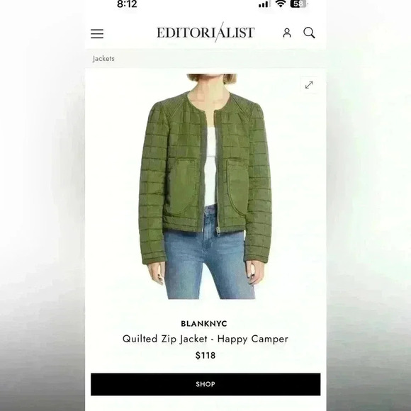 Blank NYC Green Quilted Puffer Coat - Picture 1 of 9